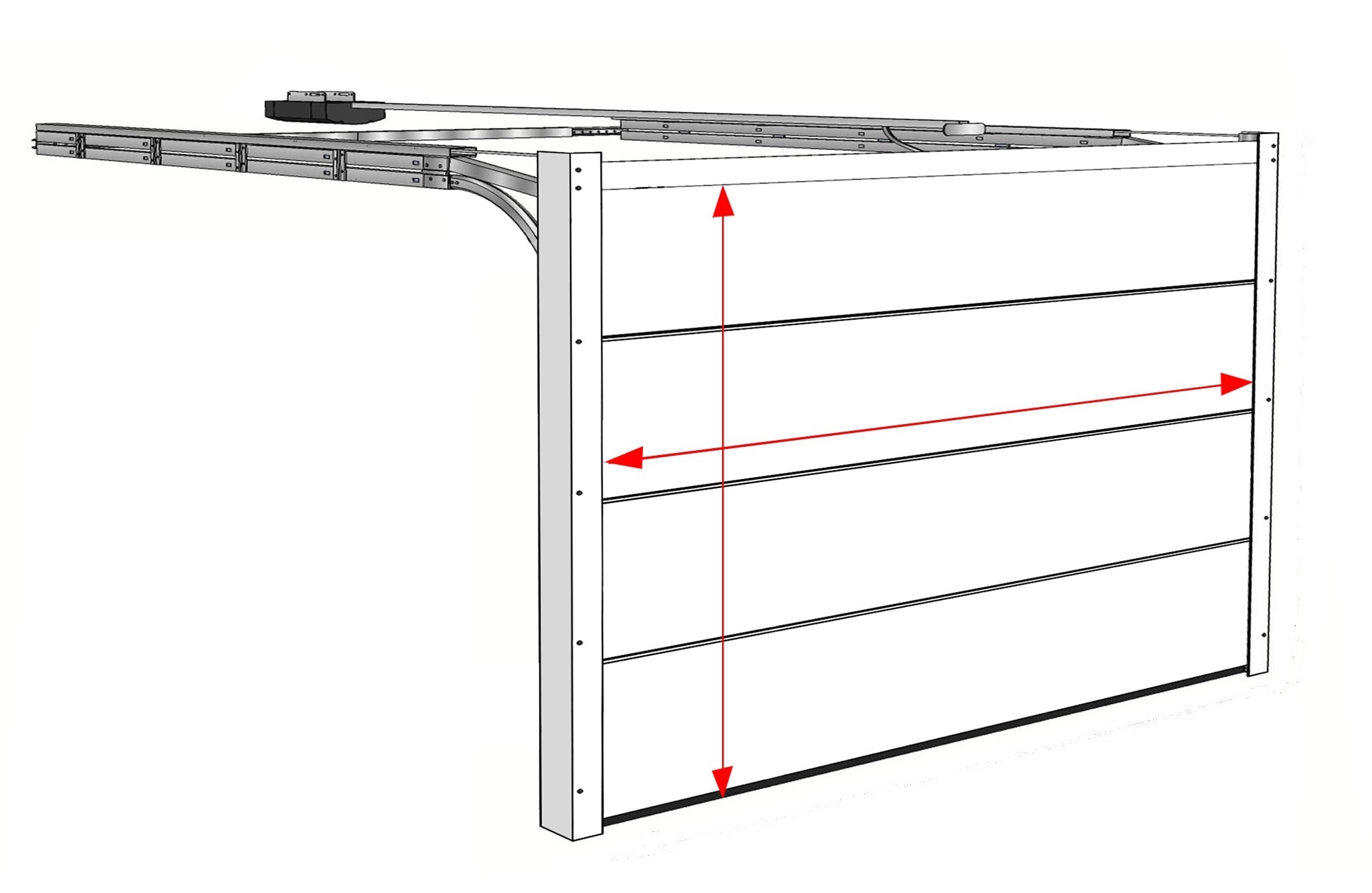sectional door width and height does not include the frame